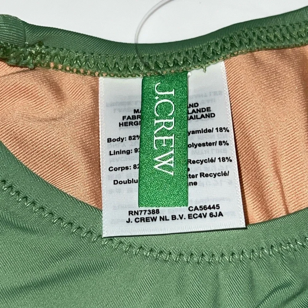 J. Crew Size Medium Heritage scoopneck‎ bikini top NWT Rustic Willow Green BX611